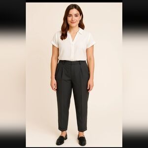 COS Vegan Cuffed Navy Relaxed Fit Pants In Cupro & Cotton Size 8 Lagenlook